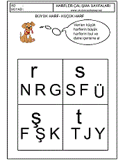 1. sınıf büyük küçük harf çalışma sayfaları